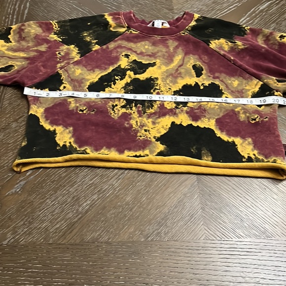 JoyLab maroon, black & gold terry French acid washed crop sweatshirt XS - Picture 15 of 17